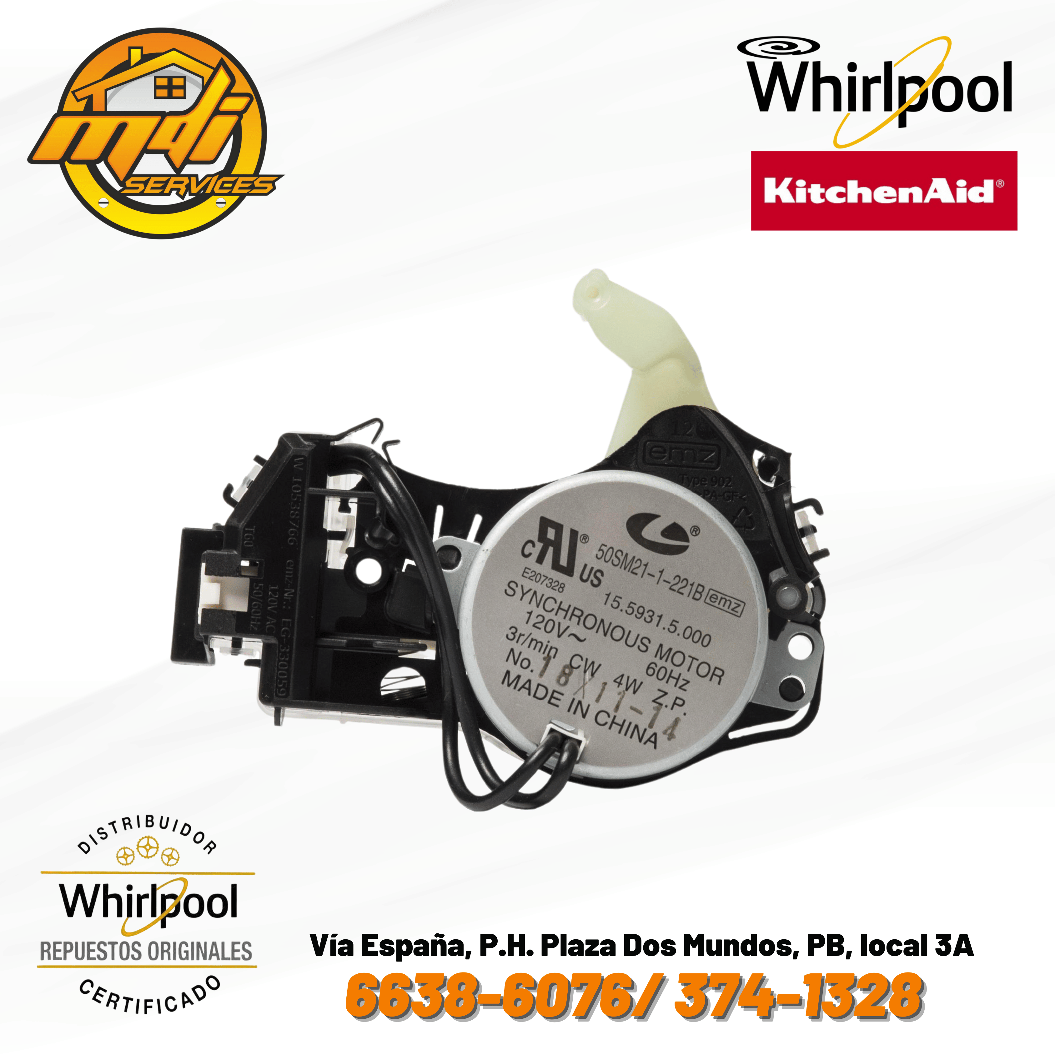 ACTUADOR LAVADORA WHIRLPOOL ORIGINAL W10538766